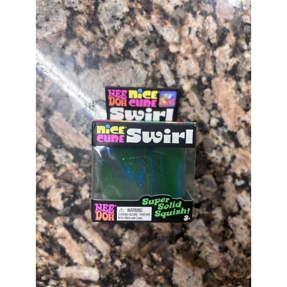 GREEN/PURPLE/BLUE - Schylling NeeDoh Nice Cube - SWIRL - Super Solid Squish